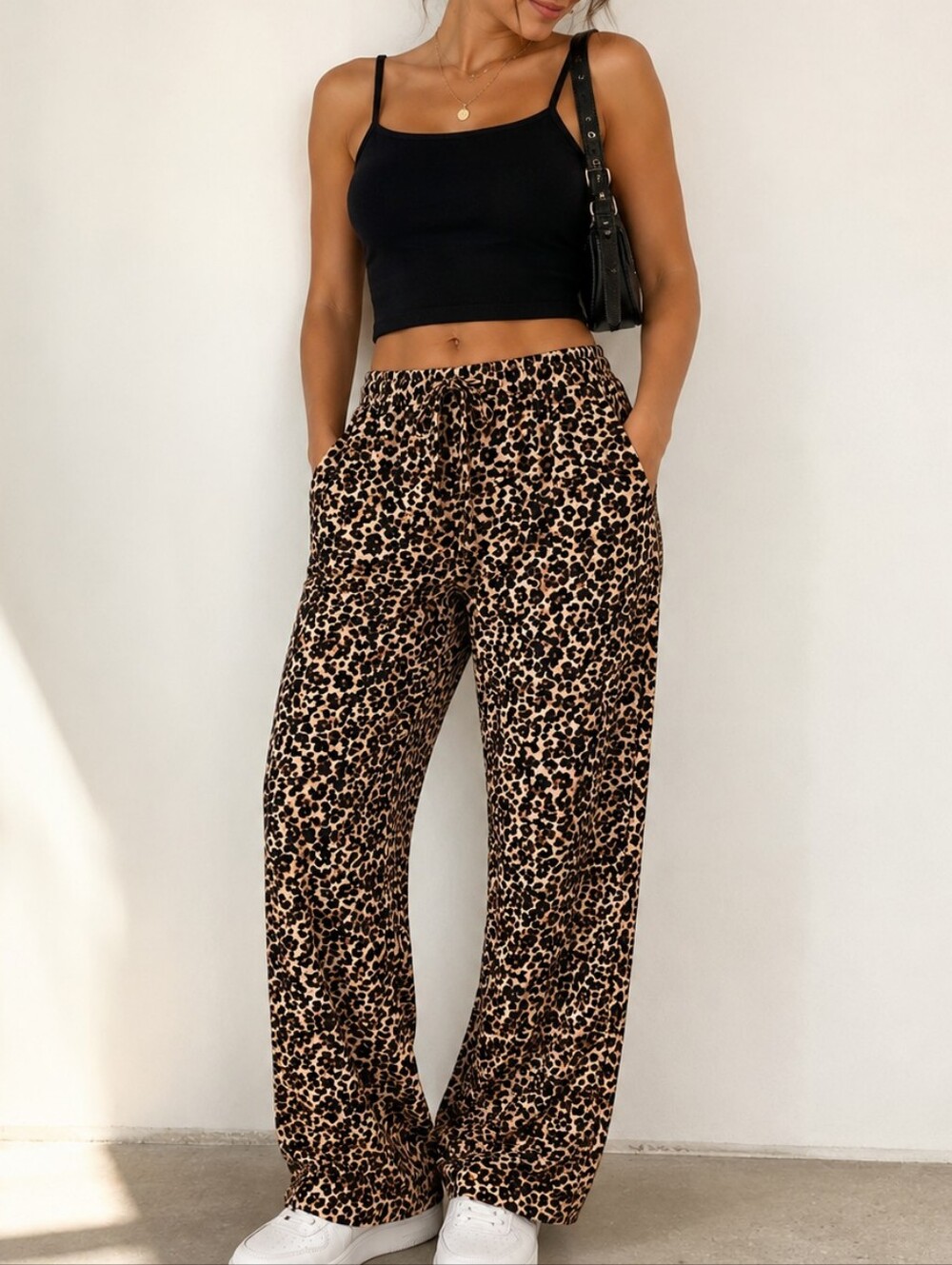 Leopard Print Wide-Leg Pants